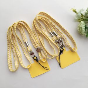 Summer Universal Lemon Yellow Durable Extended Wide Woven Mobile Phone Lanyard Alloy Material Mobile Phone Case Chain