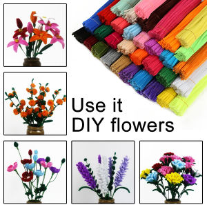 100 sticks/pack 30 cm long handmade DIY twist sticksmonochrome packagingcrafts decorpipe cleaner fuzzy sticks