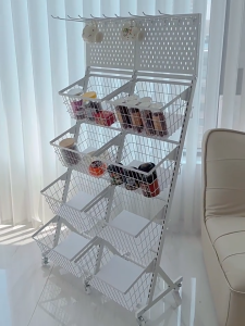 NINI Snack Storage Trolley | Iron Art Snack Cart Storage Rack | Supermarket Snack Display Shelf | Multi-Layer Storage Cart | Easy Assembly