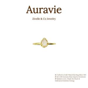 Zivelle & Co Jewelry: Auravie Ring แหวนโรสควอตซ์ เงินแท้ ชุบทอง 18k