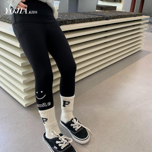 Girls Yoga Pants Spring Autumn Style Slimming Shark Skin Design Base Layer Trousers Childrens High Waist Elastic Waistband