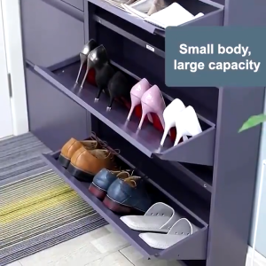 LUXU Wall Mounted Steel Shoe cabinet European Style Shoe Cabinet Tipping Shoe Rack Cabinet