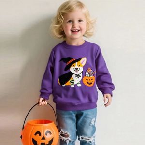 Halloween Girls Sweatshirts 2026 New Boys Autumn Cartoon Pullover Childrens Long-Sleeved Clothing Toddler Halloween Sportswear