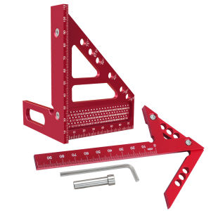 2pcs Metric WoodworkingTriangle Ruler & Square Center Scriber 3D Multi-Angle Measuring Layout Ruler with Positioning Dowel Pin