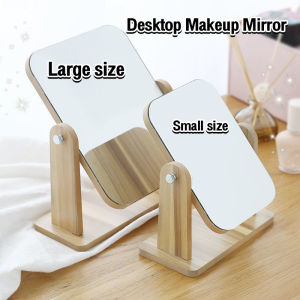 LoviRa HD Wooden Mirror 360 Degree Portable Adjustable Table Desk Mirror Stand Bathroom Living Room
