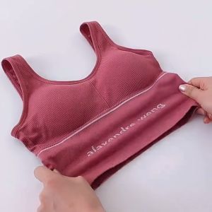 SUNNYBEST Crop Tops for Women Korean Style Sleeveless Singlet with Pad Plain Slim High Waist Padded Tank Vest Perempuan
