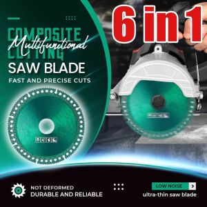 6 in 1 Diamond Cutting Disc Composite Multifunctional Saw Blade 100mm Ultra-thin for Ceramic Tile PVC Metel Wood Marble