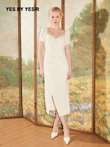 Original Summer Rhinestone Puff Sleeve Dress