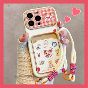 Cute Cartoon Big Window Coco Sauce Girl Suitable for 17 Apple 16 Mobile Phone Case iPhone 15 pro Max New Model 14 with Lanyard 13 Internet Celebrity pro Max Beautiful Full Cover