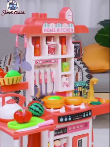 95cm Height Kids Kitchen Cooking Toy Set Kitchen Pretend Play Set With Spraying Mist Effect For Boys Girls Girls Birthday Gifts Festival Presents