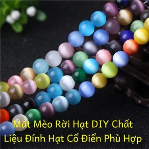 Vòng Tay Hạt Tròn Nhiều Màu Sắc Mắt Mèo Xám Đá Rộng Rãi Pha Lê Nửa Thành DIY Phụ Kiện Trang Sức Dành Cho Nữ Vòng Cổ Vòng Tay