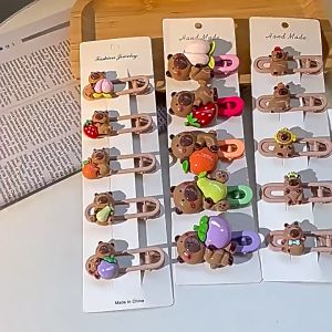 5PCS Cute Water Dolphin Capybara Hair Clips Female Sweet Students Cartoon Hair Accessories Cute Capybara Hair Pin