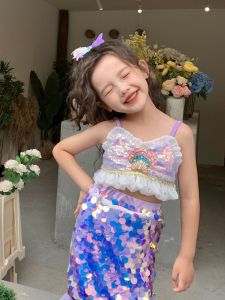 Sleeveless Princess Dress with Mermaid Tail and Glitter