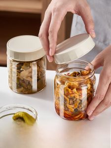 Food Grade Glass Sealable Jar Kimchi Container Cured Vegetables Fermented Food Storage Cylinder for Home Kitchen