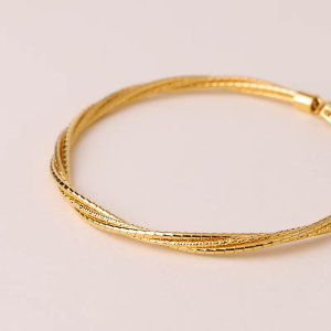 Chow Sang Sang 周生生 999 Pure Gold Essence Three-Dimensional Lines Bangle for Women(06 Wrist size 14-15cm) 95622K Price-by-Weight 12.35g Gold