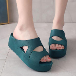 Thick Heel Slippers Women Summer Outdoor Indoor Anti-Slip New 2025 Platform Ladies Slope Heel Sandals High Heel Slippers