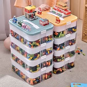 [SG READY STOCK] LEGO Storage Box Multifunctional Toy Storage Box with Lid Storage Box for Home & Kids Room