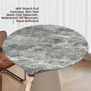 BOJIAKU | Round Tablecloth Waterproof Oil-Resistant No-Wash Marble Pattern Luxury
