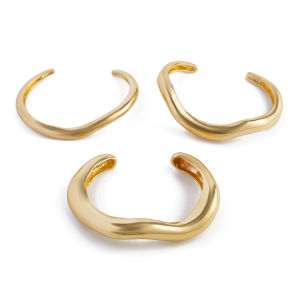 Fashionable Fresh out Metal Bracelets Set 3pcs Irregular Arc Surface Hand Jewelry Photography Matching Accessories for Women