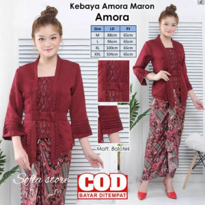 Atasan Kebaya Kutubaru Laser Cut Moderen Amora Warna Merah Maron Kebaya Kartini Modern