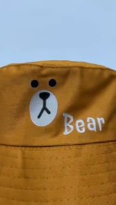 Topi Bucket Anak Motif Rabbit Bear: Topi Ember Kelinci Beruang Lucu