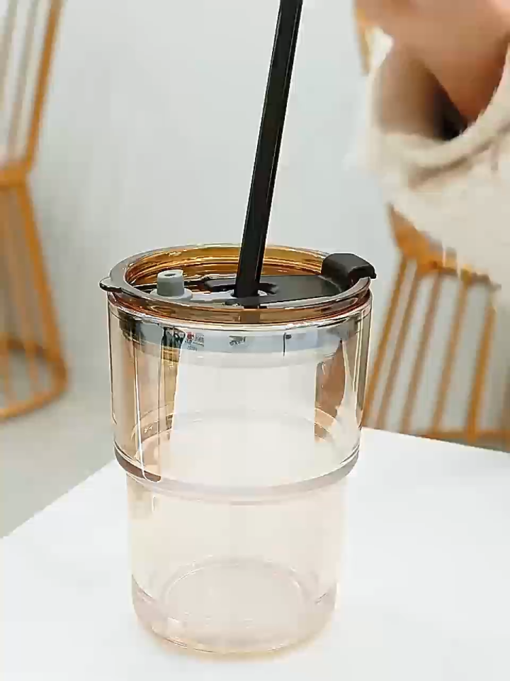 Coffee Mug With Cover Double Wall Glass Cups mugs coffee Silicone Straw mug souvenir