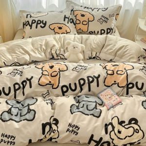 ชุดผ้าห่มแบบมีอุปกรณ์เสริมสี่ชิ้น ผ้าฝ้ายแท้ลายการ์ตูน ผ้าฝ้ายระดับไฮเอนด์ ชุดนอนฤดูใบไม้ผลิ ฤดูร้อน ฤดูใบไม้ร่วง ฤดูหนาว