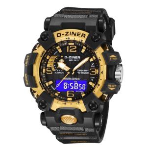 Jam Tangan Pria Original D-Ziner 8316 Double Time Sporty Mewah Karet Rubber Fashion Cowok Kekinian Keren Elegan