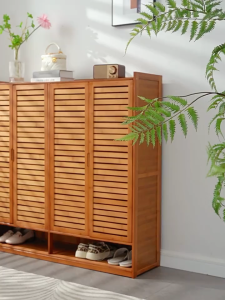 Shoe Cabinet With 4Doors 6/7/8Layer Wood With Cover Box Organizer Dustproof Wood Shoes Rack Cabinet