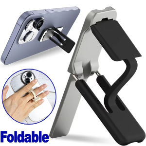 ที่ยึดแหวนใส่นิ้วโทรศัพท์มือถืออเนกประสงค์มีกาวในตัวด้านหลังขาตั้งพับได้วางโทรศัพท์สำหรับ IPhone Samsung Xiaomi แล็ปท็อป