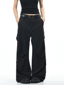 OV Original American Retro Vertical Stripes Pleated Drapey Wide Leg Casual Pants Men Women Loose Straight Loose Flared Trousers