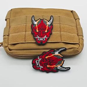 Japanese ONI Demon Hannya Mask Embroidered Patch Hook & Loop Tactical Morale Badge DIY Applique For Clothes Backpack Cap Jacket