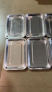 [ซื้อ 1 แถม 5 ] 31*21*2CM ถาดสี่เหลี่ยมสแตนเลส ถาดเสริฟสแตนเลส ถาดสี่เหลี่ยมไว้ใส่อาหาร