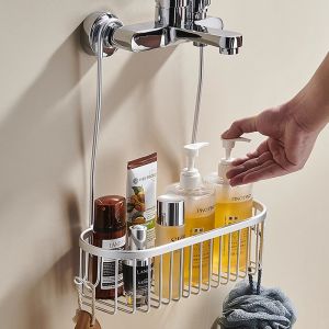 Shower Caddy Hanging Organizer Shower Basket with Hooks Storage Shelf No Drilling Shower Rack for Shower Faucet or Cross Bar