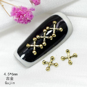 Retro Alloy Nail Ornament Metal Japanese Style Cross Fingernail Decoration Punk Patch X Diagonal Silver