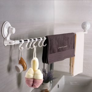 Strong Suction Bathroom Towel Rack No Drilling Needed Towel Holder Hook Wall Mounted Towel Bar Storage Shelf for Bathroom