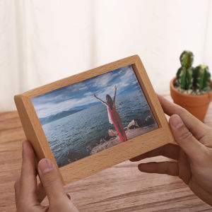 New Creative Solid Wood Photo Frame Stand 7 Inch QR Code Display Modern Simple Style Home Decorations Wooden Picture Frame