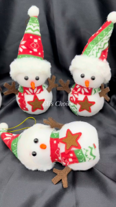 Boneka Snowman Topi Santa Claus / Boneka Salju Lucu / Pajangan Meja / Hiasan Pohon Natal