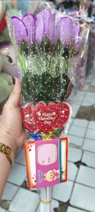 10pcs/Bundle Artificial Velvet Red Rose with Card on Stick Perfect Gift for Loved Ones Long Lasting Low Maintenance