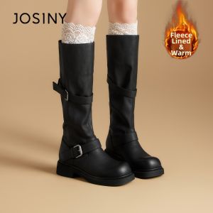 Josiny | Brown Punk Motorcycle Western Long Boot