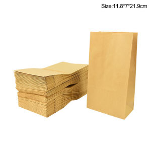 10pcs Brown Kraft Paper Bag Food Vegetables Shopping Bag Candy Package Kraft Lunch Bag Bread Cookie Snack Food Takeaway Bags