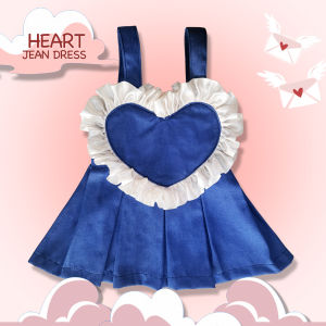 baju anjing baju kucing tipe heart jeans dress