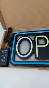 ป้ายไฟ ชละสี OPEN พื้นดำ ป้ายไฟหน้าร้าน ป้ายไฟ Led ป้ายไฟนีออน ประหยัดไฟ ใช้ปลั๊กไฟ บ้าน เพิ่มเอกลักษณ์สีสัน สวยงาม