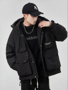 ALLIN | Thickened Warm Black Down Jacket with Hood
