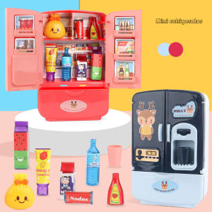 Children Pretend Play Toys Simulation Double Refrigerator Refrigerator Educational Mini Kitchen Toys Role Playing Toy Playset permainan masak peti sejuk kanak kanak
