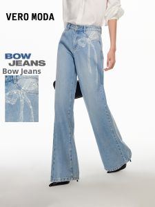 Vero Moda | Bow Denim Pants for Women Straight Leg High Waist
