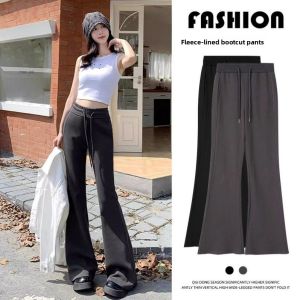 Lieoyuarn | Pure Color Drawstring American Style Flared Trouser