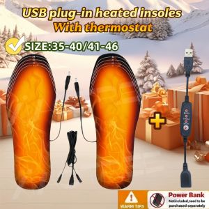USB Plug-in Heated Insoles Electric Foot Warmer Insoles Warm Foot Pads Sock Pads Winter Outdoor Sports Heated Insoles