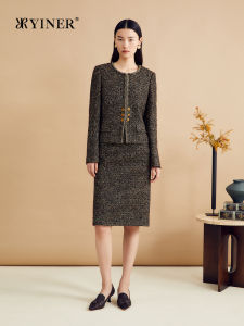Autumn Wool Shiny Golden Tweed Short Jacket