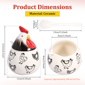 Seasoning Jar Kitchen Canisters Ceramic Rooster Shape Food Storage Jar Seasoning Box for Serving Ground CoffeeTeaSugarSpice